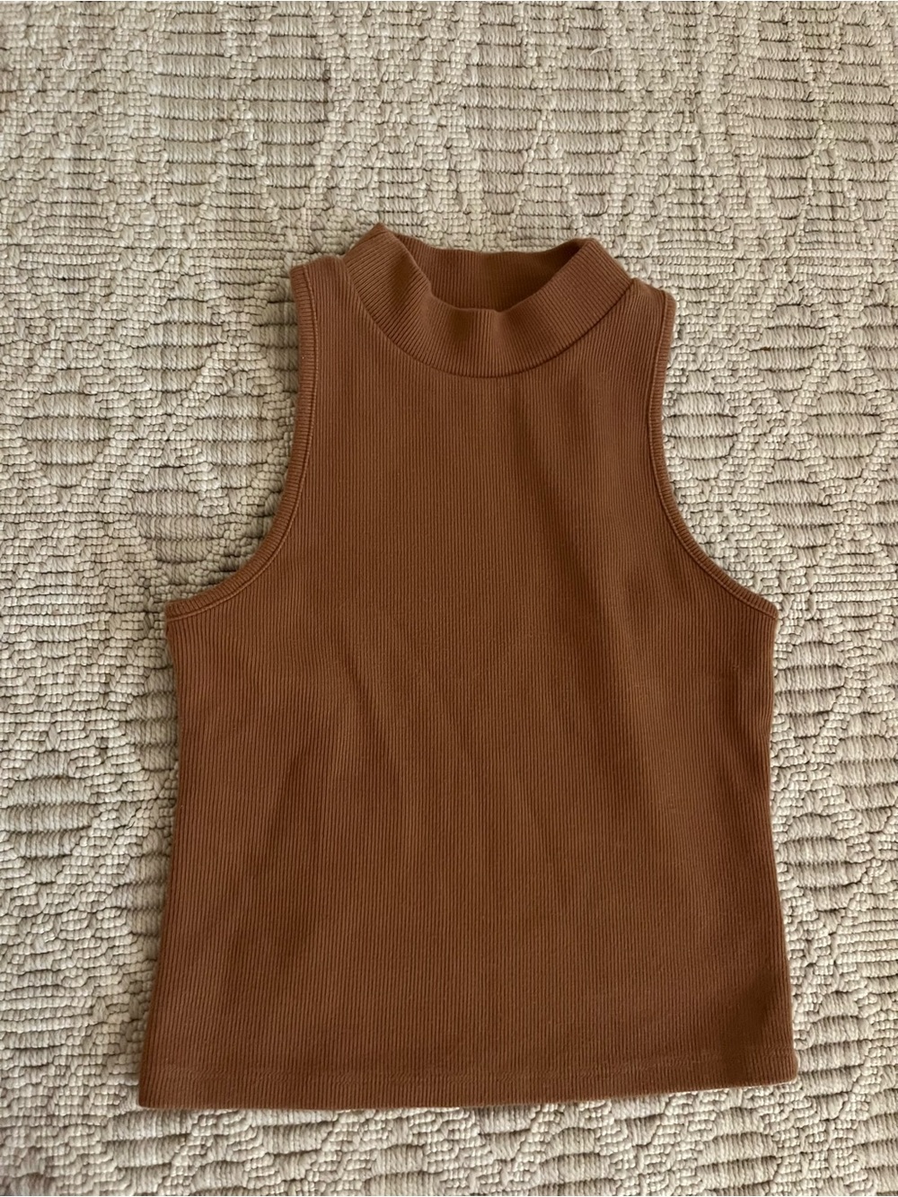 A New Day  Mock Neck Ribbed Tank Top - Brown